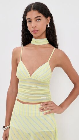 House of Sunny Women's Striped Mesh Cami Top in Kuwait