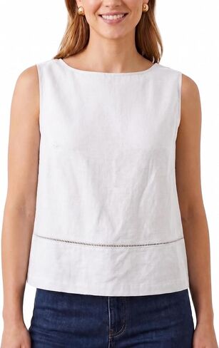Linen Tank Tops for Women Summer Casual Sleeveless Shirt Blouses Cutout Boat Neck Beach Boho Vacation Outfits 2026 in Saudi Arabia