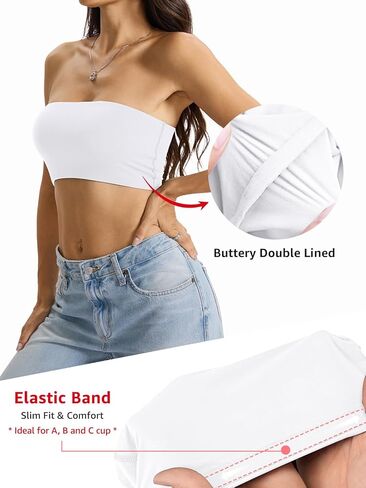 EasyGala Womens Double Lined Tube Tops Crop Strapless Tank Top Pack Non-Padded Bandeau Shirts Going Out Tops Summer 2026 in Kuwait