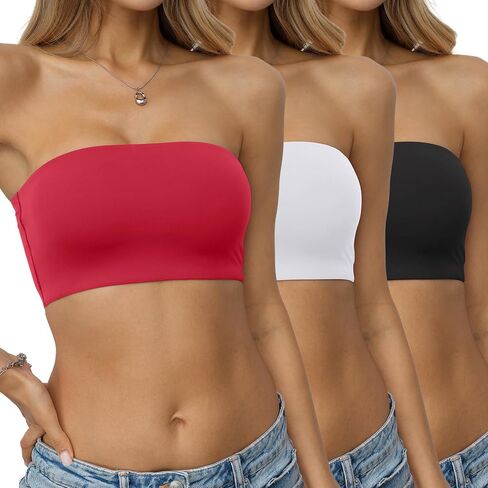 EasyGala Womens Double Lined Tube Tops Crop Strapless Tank Top Pack Non-Padded Bandeau Shirts Going Out Tops Summer 2026 in Kuwait