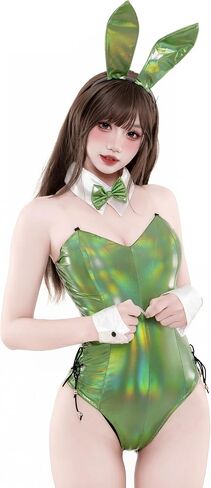 Sexy Open-Bottom Bunny Girl Lingerie Set with Tie-Up Design Cosplay Roleplay Outfit - One Size Fits Most in Kuwait