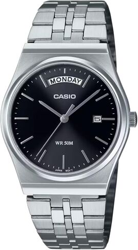 Casio MTP-B146D-1AV Men's Vintage Stainless Steel Black Dial Day Date Analog Watch in Kuwait