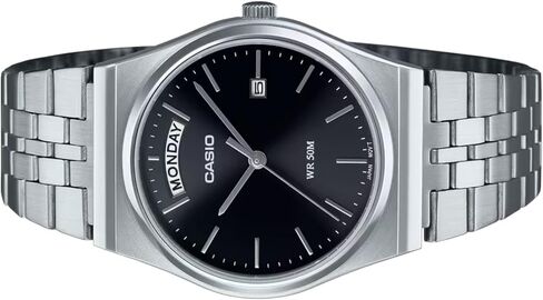 Casio MTP-B146D-1AV Men's Vintage Stainless Steel Black Dial Day Date Analog Watch in Kuwait