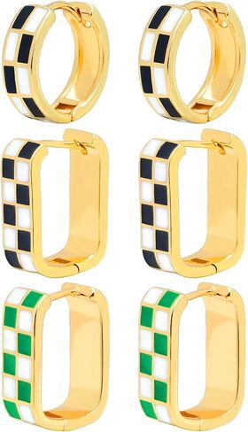 3 Pairs Hoop Earrings for Men Hypoallergenic Earring 14K Gold Plated Stainless Steel Hoop Earrings for Men Women in Saudi Arabia