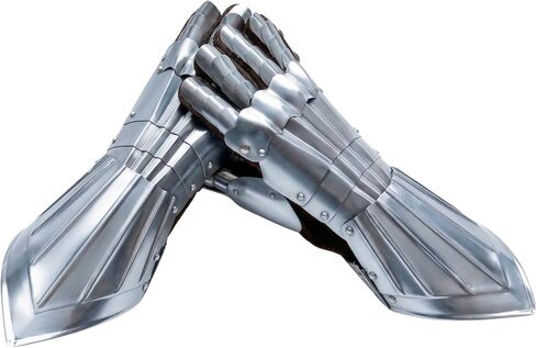 AnNafi® Fantasy Gauntlets | قفازات القرون الوسطى القفاز SCA درع الحديد | الفضة اليدوية وظيفية بالكامل درع الصلب زوج القفازات المحارب المعادن طبق الاصل للرجال | يمكن ارتداؤها لأزياء الزينة للبالغين in Kuwait
