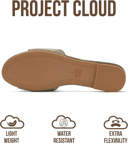 Project Cloud صنادل جلدية أصلية 100% للسيدات - صنادل نسائية غير قابلة للانزلاق مع نعل داخلي من الإسفنج الذكي للأحذية النسائية - صنادل مسطحة خفيفة الوزن للنساء 2026 (Cannes، MATCHASDE، 8M) in Kuwait
