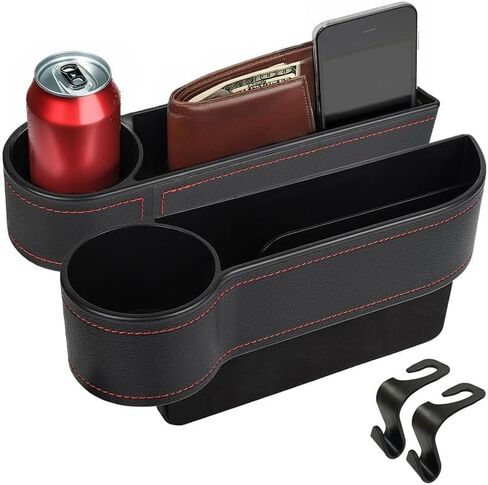 EcoNour Car Seat Gap Filler Organizer With Cup Holder (2 Pack) | Multifunctional Car Seat Organizer | Car Organizer Between Seats | Console Pocket for Wallet & Keys | Car Front Seat Gap Accessories in Saudi Arabia