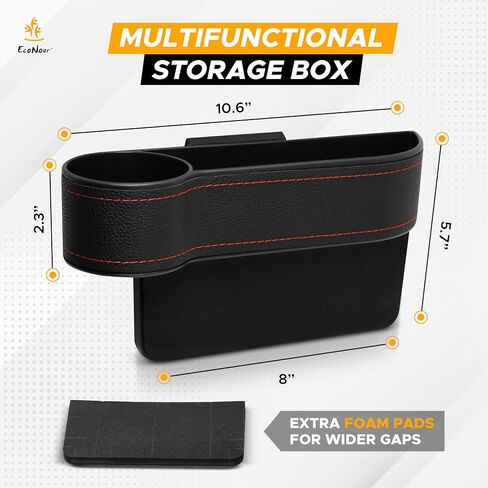 EcoNour Car Seat Gap Filler Organizer With Cup Holder (2 Pack) | Multifunctional Car Seat Organizer | Car Organizer Between Seats | Console Pocket for Wallet & Keys | Car Front Seat Gap Accessories in Saudi Arabia