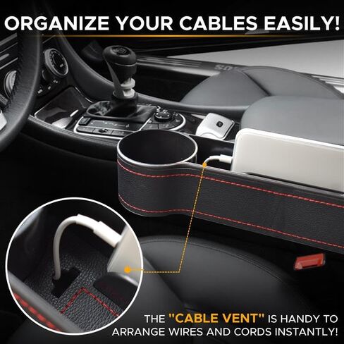 EcoNour Car Seat Gap Filler Organizer With Cup Holder (2 Pack) | Multifunctional Car Seat Organizer | Car Organizer Between Seats | Console Pocket for Wallet & Keys | Car Front Seat Gap Accessories in Saudi Arabia