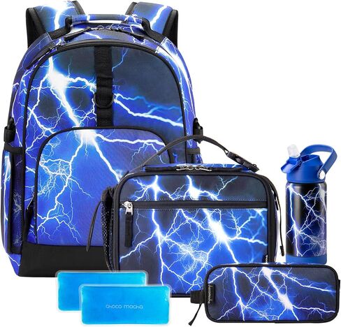 Choco Mocha Cheetah Backpack Set Kids Backpacks for Girls, Girls Backpack with Lunch Box & Water Bottle, Elementary School Bookbag Age 6-8 17 Inch, Purple in Saudi Arabia