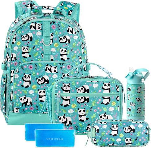 Choco Mocha Cheetah Backpack Set Kids Backpacks for Girls, Girls Backpack with Lunch Box & Water Bottle, Elementary School Bookbag Age 6-8 17 Inch, Purple in Saudi Arabia