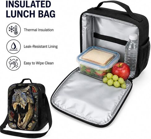 Dinosaur Backpack with Lunch Box, for Boys Aged 5–7 – Jurassic T. rex Fan Favorite: 3-in-1 School Backpack Set, Waterproof Nylon Fabric, 17" (T. rex 9603) in Kuwait