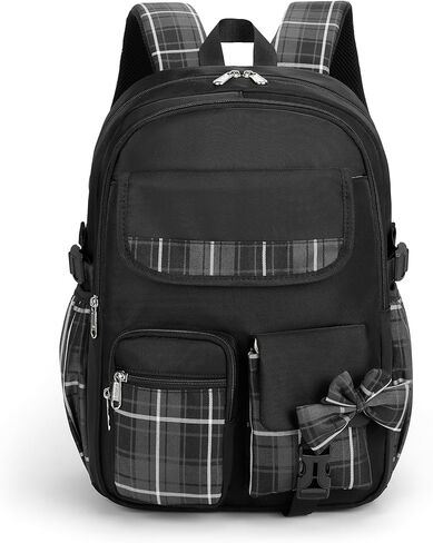 Cute School Backpack for Girls Book Bag for Middle School Students Roomy School Bag for Girls Black in Kuwait