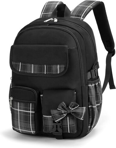 Cute School Backpack for Girls Book Bag for Middle School Students Roomy School Bag for Girls Black in Kuwait