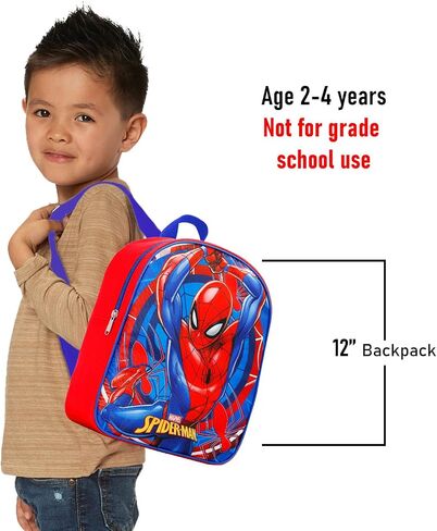 Marvel Spiderman Mini Backpack for Boys Kids Toddlers - 12" Iconic Woven Small Backpack Bundle w Stickers and More | Preschool Daycare Kindergarten in Kuwait