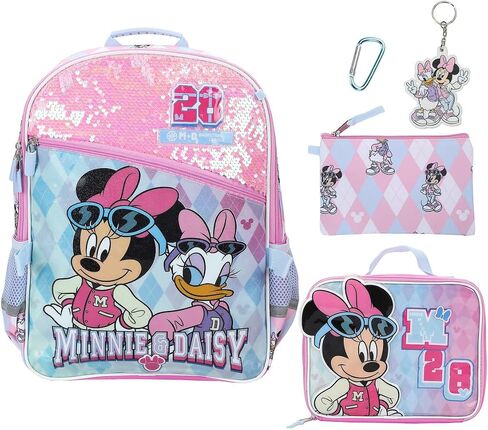 Bioworld Minnie Mouse M 28 Classic 5-Piece 16" Backpack And Lunch Set For School & Travel in Kuwait