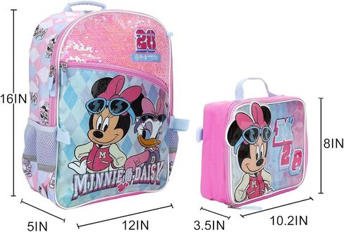 Bioworld Minnie Mouse M 28 Classic 5-Piece 16" Backpack And Lunch Set For School & Travel in Kuwait