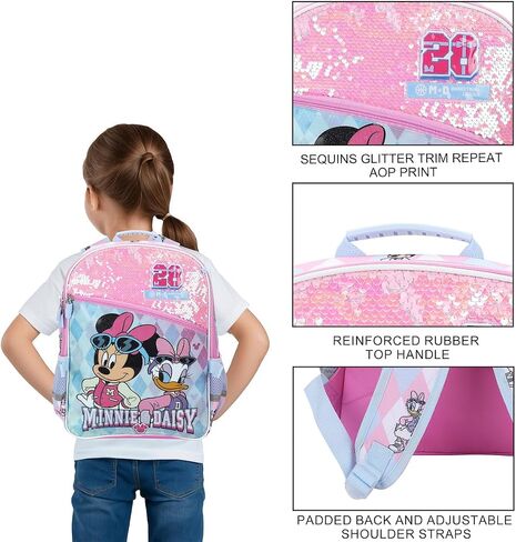 Bioworld Minnie Mouse M 28 Classic 5-Piece 16" Backpack And Lunch Set For School & Travel in Kuwait