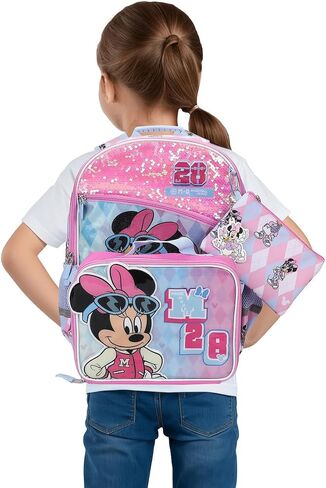 Bioworld Minnie Mouse M 28 Classic 5-Piece 16" Backpack And Lunch Set For School & Travel in Kuwait