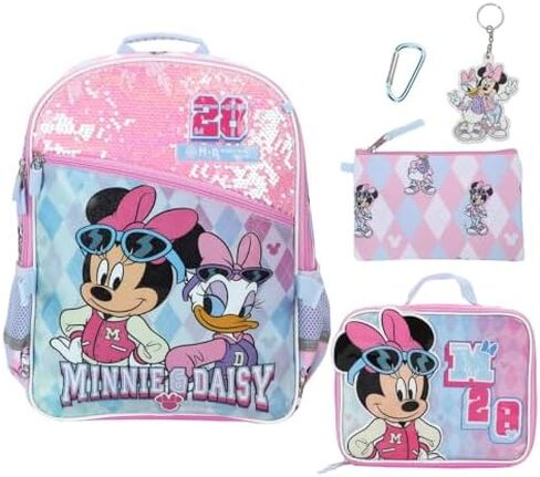 Bioworld Minnie Mouse M 28 Classic 5-Piece 16" Backpack And Lunch Set For School & Travel in Kuwait