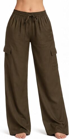 Riviera Sun Women's Beach Palazzo Pants, 100% Rayon Wide Leg Cover-Up with 4 Pockets in Kuwait