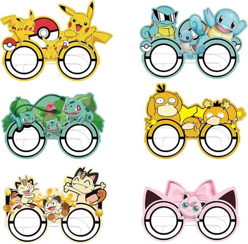 12Pcs Pokemon Themed Party Set: Decorative Glasses (Cosplay Style) - Ideal for Cartoon Themed Birthday Parties & Party Gifts in Saudi Arabia