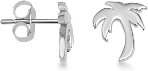 .925 Sterling Silver Tiny Beach Tropical Palm Tree Stud Earrings in Saudi Arabia