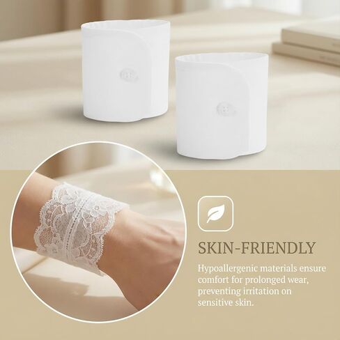 2PCS White Cuffs for Women False Detachable Sleeve Cuffs for Women Girls Suit Sweater Blouse Coat Garment Decorated Accessories 9.63inch in Saudi Arabia
