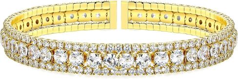 AiliFe Cuff Tennis Bracelet for Women: Crystal Adjustable Cubic Zirconia Silver Bangle - 14K Gold Plated Red Rhinestone Bracelets for Party Favors Bride Wedding Jewerly in Saudi Arabia