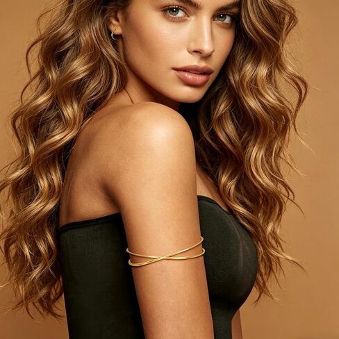 2Pcs Gold Arm Cuff Bracelet for Women Open Adjustable Upper Arm Bangle Minimalist Armband Stackable Layered Jewelry for Summer Beach in Kuwait