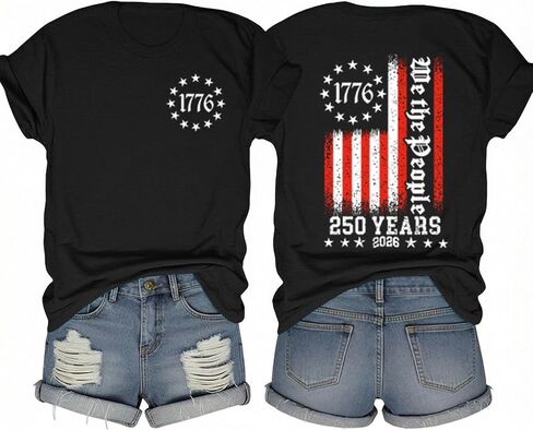 American Flag Shirts for Women 4th of July T-Shirts USA Graphic Tees Casual Blouse Tops in Saudi Arabia