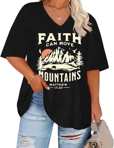 HDLTE Plus Size Tops for Women Oversized Graphic Tshirt V Neck Summer Tees Short Sleeve Casual Loose Fit Blouses in Saudi Arabia