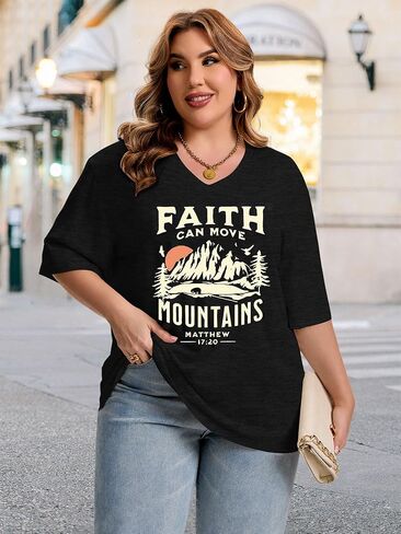 HDLTE Plus Size Tops for Women Oversized Graphic Tshirt V Neck Summer Tees Short Sleeve Casual Loose Fit Blouses in Saudi Arabia