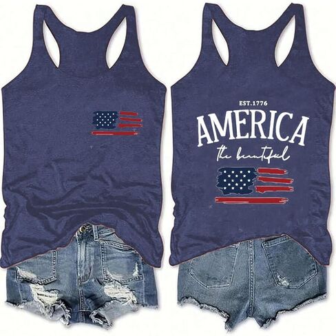 HRIUYI American Flag Tank Tops for Women 4th of July Outfits USA Sleeveless O-Neck Patriotic Tees in Saudi Arabia