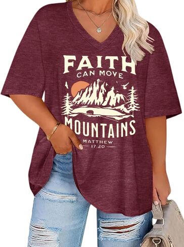 HDLTE Plus Size Tops for Women Oversized Graphic Tshirt V Neck Summer Tees Short Sleeve Casual Loose Fit Blouses in Saudi Arabia