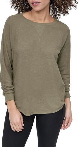 DKNY Women's Mini Waffle 3/4 Sleeve V-Neck Inset T-Shirt in Saudi Arabia