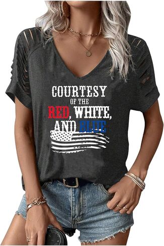 Women's 4th of July Flag Shirt Vintage V Neck 1776 Patriotic T-Shirt USA 250 Anniversary Top Graphic Tee Freedom Day in Saudi Arabia