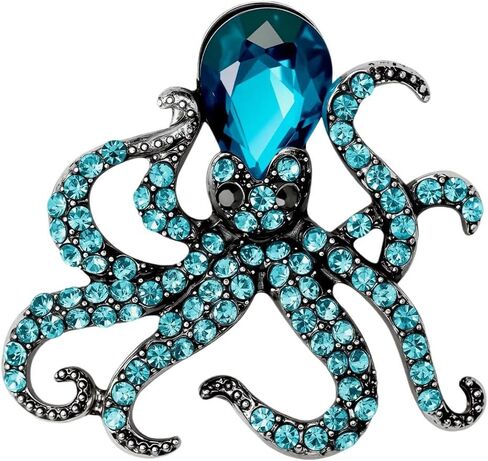Ocean Rhinestone Octopus Brooch Sparkling Sea Animal Pin for Women Party Jewelry for Blouse, Scarf, Hat, Bag in Saudi Arabia