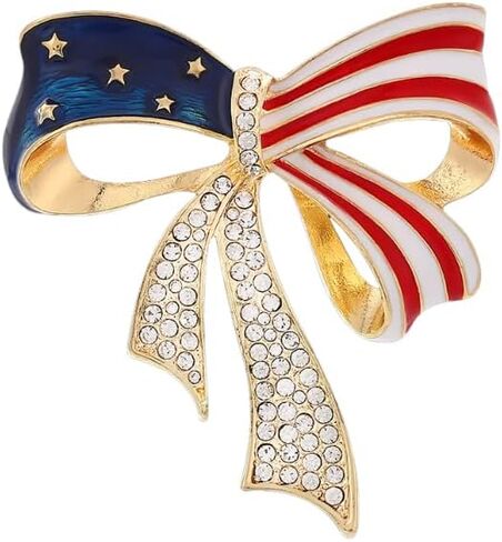 USA 250th Anniversary Patriotic Brooch Pin for Women, American Flag Star Butterfly Ribbon Enamel Brooch, 4th of July Independence Day Memorial Day Jewelry Gifts in Kuwait