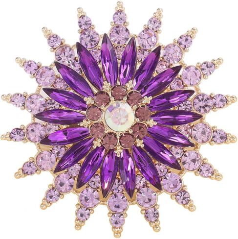 QCWN Large Flower Brooches and Pins for Women Vintage Rhinestone Sunflower Brooch Costume Jewelry Lapel Hat Pins for Wedding Dresses Bouquet Gifts in Saudi Arabia