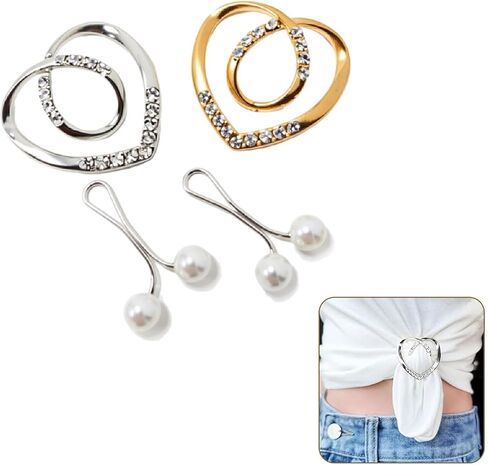 Rhinestone Heart Scarf Ring, Shirt Clip, Silver Gold, Metal, 1.5cm Inner Diameter, Fashion Clothing Accessory in Saudi Arabia