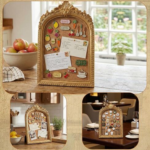 Sliner Vintage Pin Display Frame 5 x 7 Inch Decorative Collectible Pin Board with Cork Board Gold Retro 3D Display Frame for Wall Desktops Holder in Kuwait