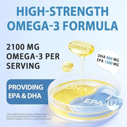 Omega-3 Fish Oil, 240 Softgels Triple Strength 4200mg per Serving with 1200mg EPA & 900mg DHA, Lemon Flavor, Wild Caught ﻿ in Kuwait