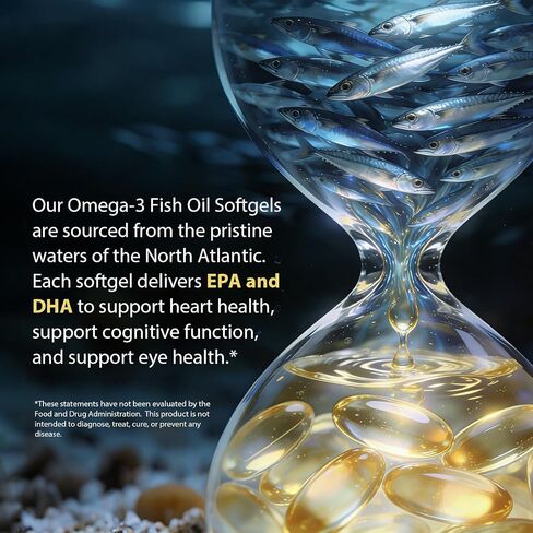 Omega-3 Fish Oil, 240 Softgels Triple Strength 4200mg per Serving with 1200mg EPA & 900mg DHA, Lemon Flavor, Wild Caught ﻿ in Kuwait