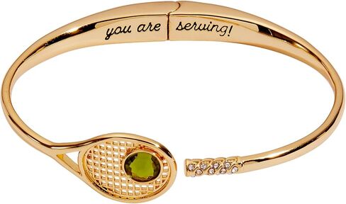 Alex and Ani Tennis Racket Hinge Cuff Bracelet | Country Club Jewelry | Shiny Gold, Brass, Crystal | Preppy Jewelry | Tennis Charm Bracelet in Kuwait