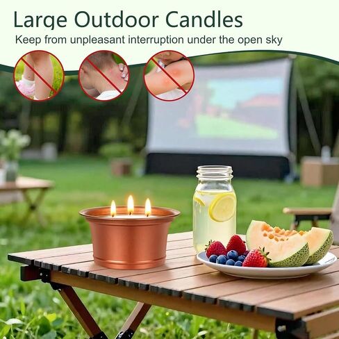 Citronella Candles Outdoor, 2 Pack Large Citronella Candles, Three Wick Lemongrass Candle Set, Natural Soy Wax Candle, Long Burning Outdoor Candle for Patio Garden Camping Indoor Home Decor in Saudi Arabia
