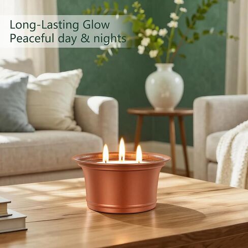 Citronella Candles Outdoor, 2 Pack Large Citronella Candles, Three Wick Lemongrass Candle Set, Natural Soy Wax Candle, Long Burning Outdoor Candle for Patio Garden Camping Indoor Home Decor in Saudi Arabia