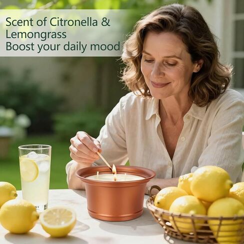 Citronella Candles Outdoor, 2 Pack Large Citronella Candles, Three Wick Lemongrass Candle Set, Natural Soy Wax Candle, Long Burning Outdoor Candle for Patio Garden Camping Indoor Home Decor in Saudi Arabia