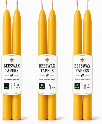 10inch Beeswax Taper Candles 12 Pack Natural Pure Beeswax Candlesticks Smokeless 10 Hour Long Burning Time Tapered Beeswax Candle Sticks Bees Wax Candle for Home Prayer in Saudi Arabia