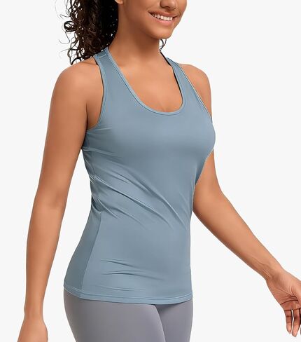 5 Pack Women's Workout Tank Tops Racerback Sleeveless Shirts Quick Dry Athletic Yoga Running Gym Fitness Activewear Tops in Kuwait